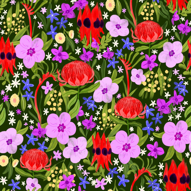 Native Australian Flower Medow — Green