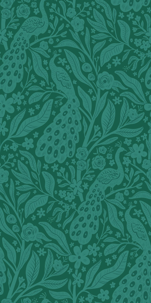 Ornate Peacocks and Florals — Emerald Green