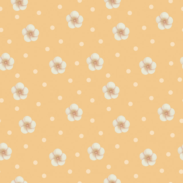 Tossed hand-painted daisy flower blossoms with dots for a baby girl nursery — dark peach