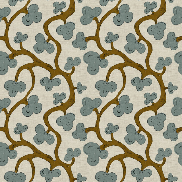 Medieval botanical vines — Blue ochre and beige