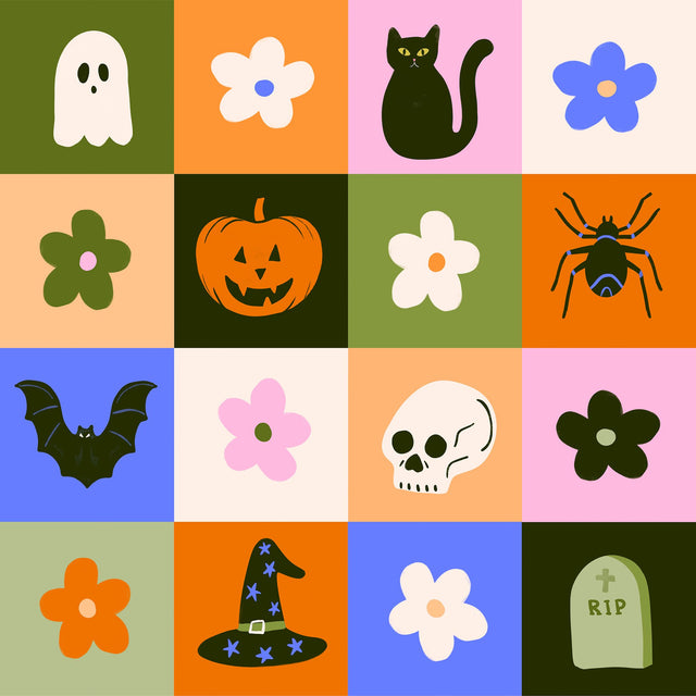 Retro Halloween Checkerboard — Multi