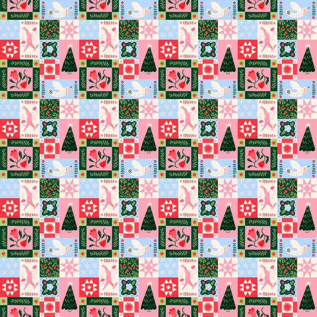 Christmas Folk Art Patchwork — Multi